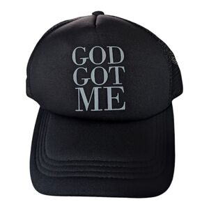 Unisex men womens God Got Me Black Trucker Hat cap a-005